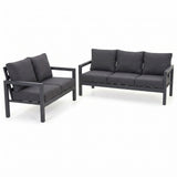 Manly 3+2 Seate Charcoal Aluminium Sofa Lounge - Dark Grey Cushions