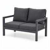 Manly 2 Seater Charcoal Aluminium Outdoor Sofa Lounge - Dark Grey Cushions