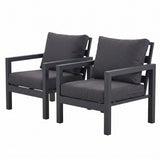 Manly Single Seater Charcoal Aluminium Outdoor Sofa Lounge - Dark Grey Cushions (Set of 2)