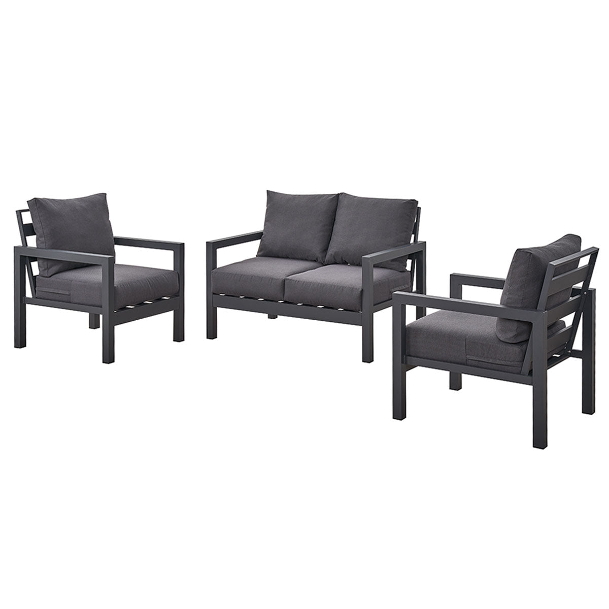 Coogee 4 Seater Charcoal Aluminium Sofa Lounge - Dark Grey Cushion