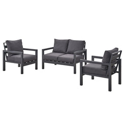 Coogee 4 Seater Charcoal Aluminium Sofa Lounge - Dark Grey Cushion
