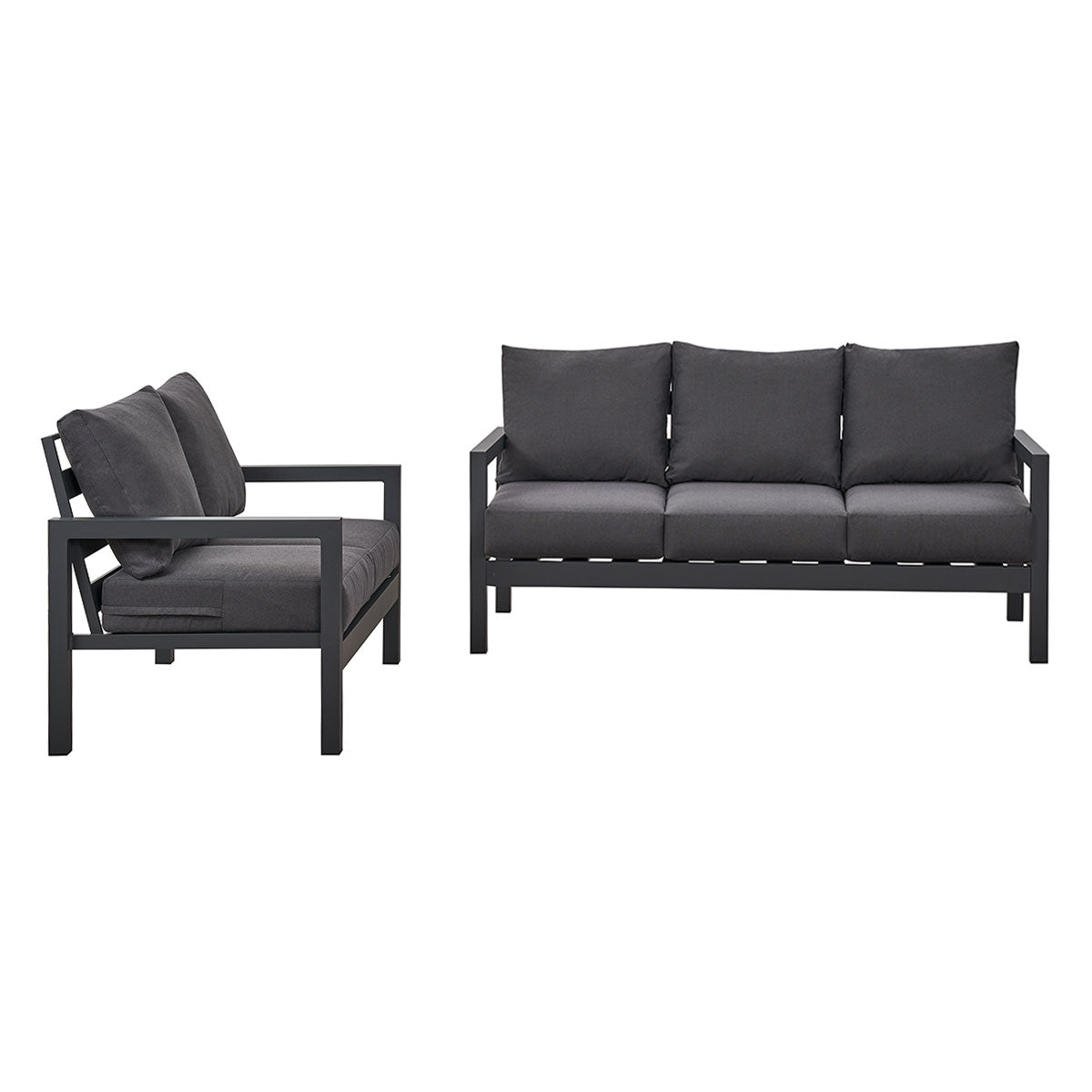Coogee 3+2 Seater Charcoal Aluminium Sofa Lounge - Dark Grey Cushion