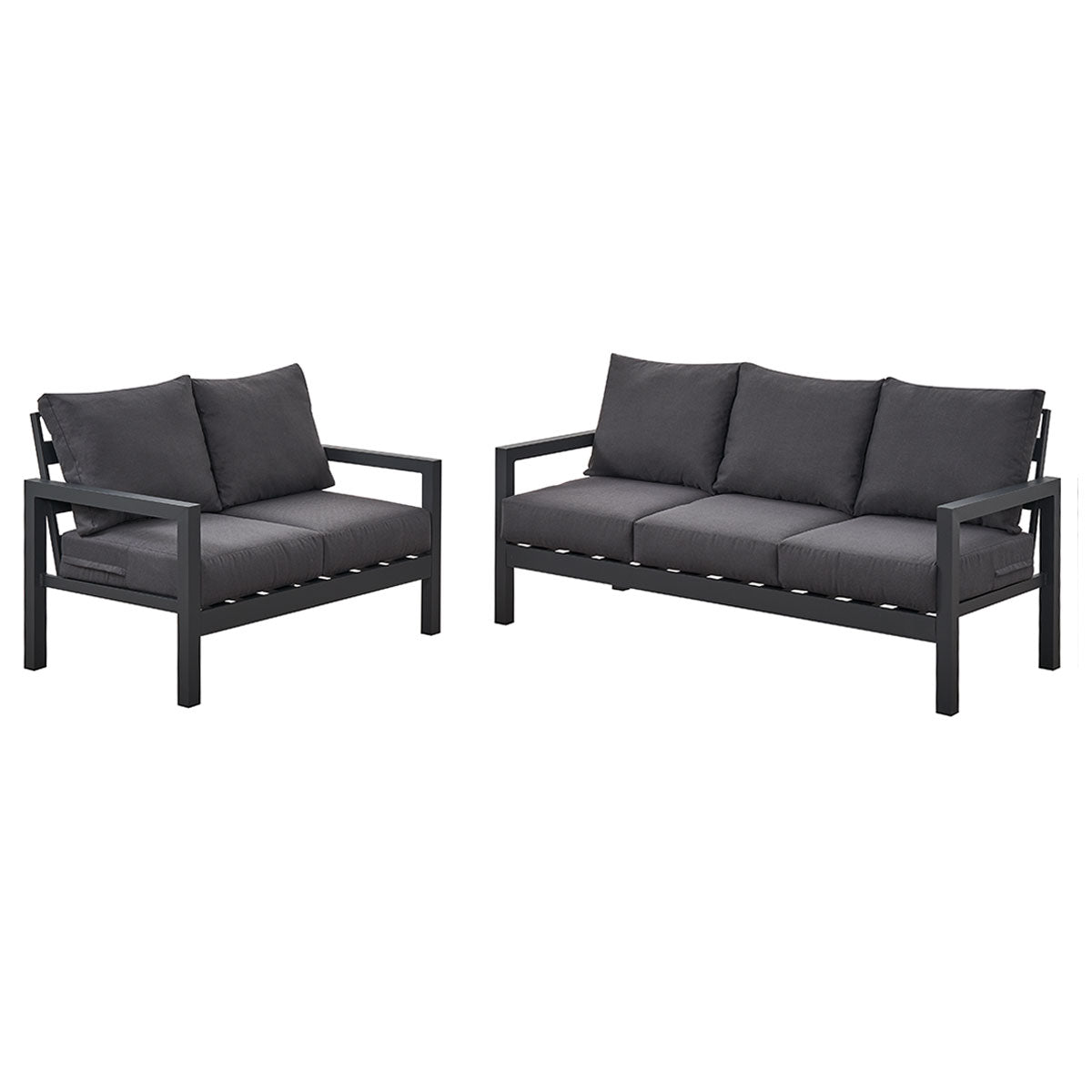 Coogee 3+2 Seater Charcoal Aluminium Sofa Lounge - Dark Grey Cushion