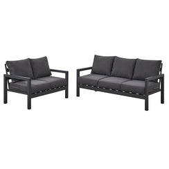 Coogee 3+2 Seater Charcoal Aluminium Sofa Lounge - Dark Grey Cushion
