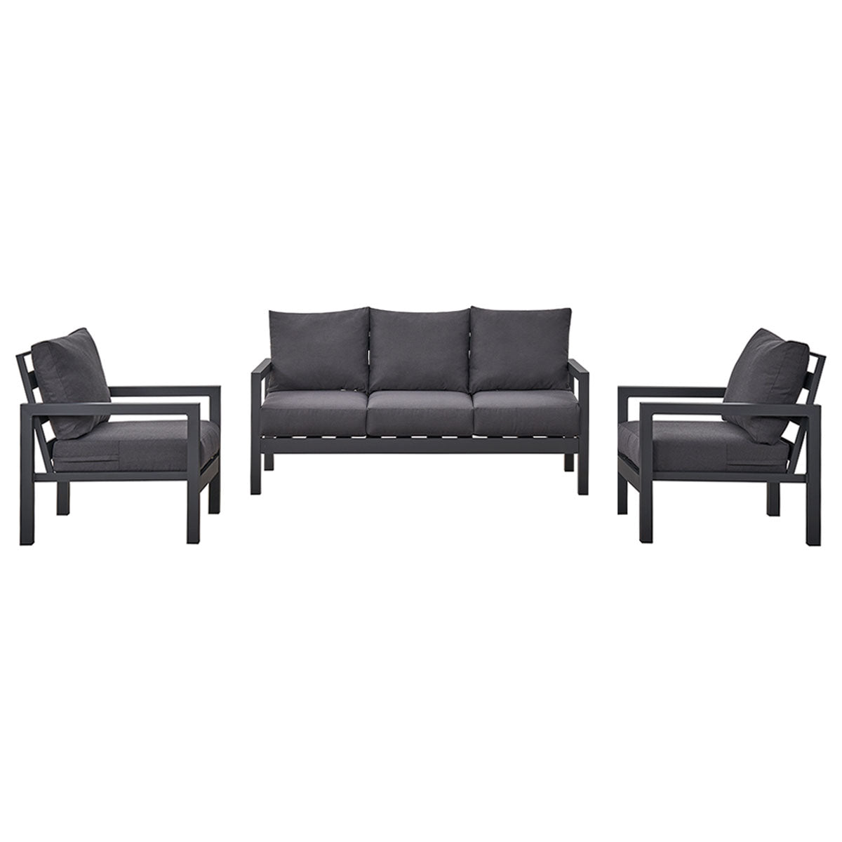 Coogee 5 Seater Charcoal Aluminium Sofa Lounge - Dark Grey Cushion