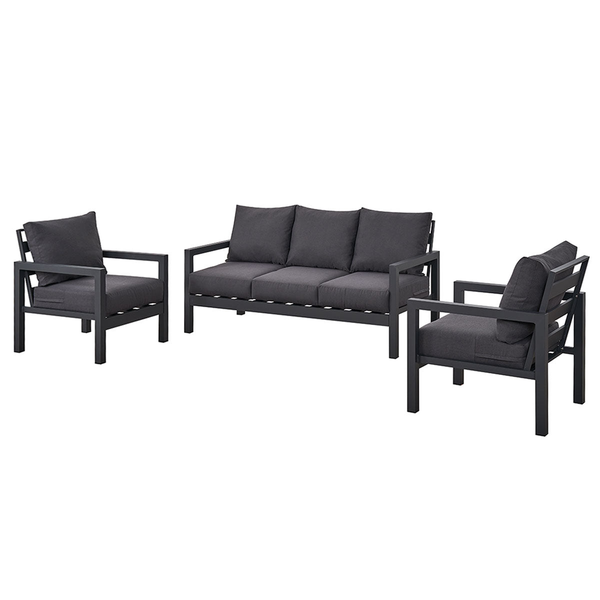 Coogee 5 Seater Charcoal Aluminium Sofa Lounge - Dark Grey Cushion