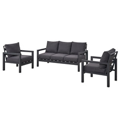 Coogee 5 Seater Charcoal Aluminium Sofa Lounge - Dark Grey Cushion