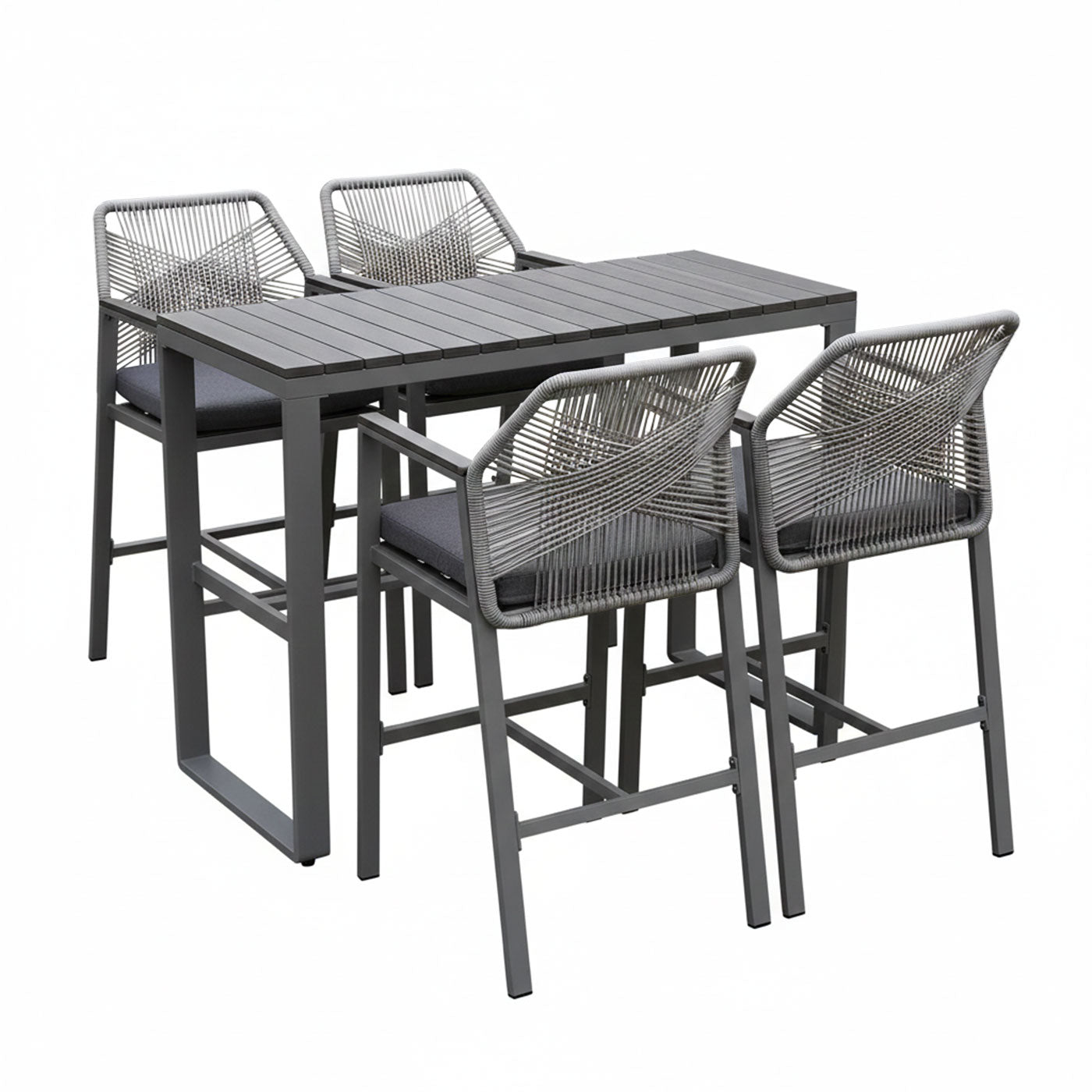 Brighton Charcoal Aluminium 5-Piece Outdoor Bar Table & Stool Set