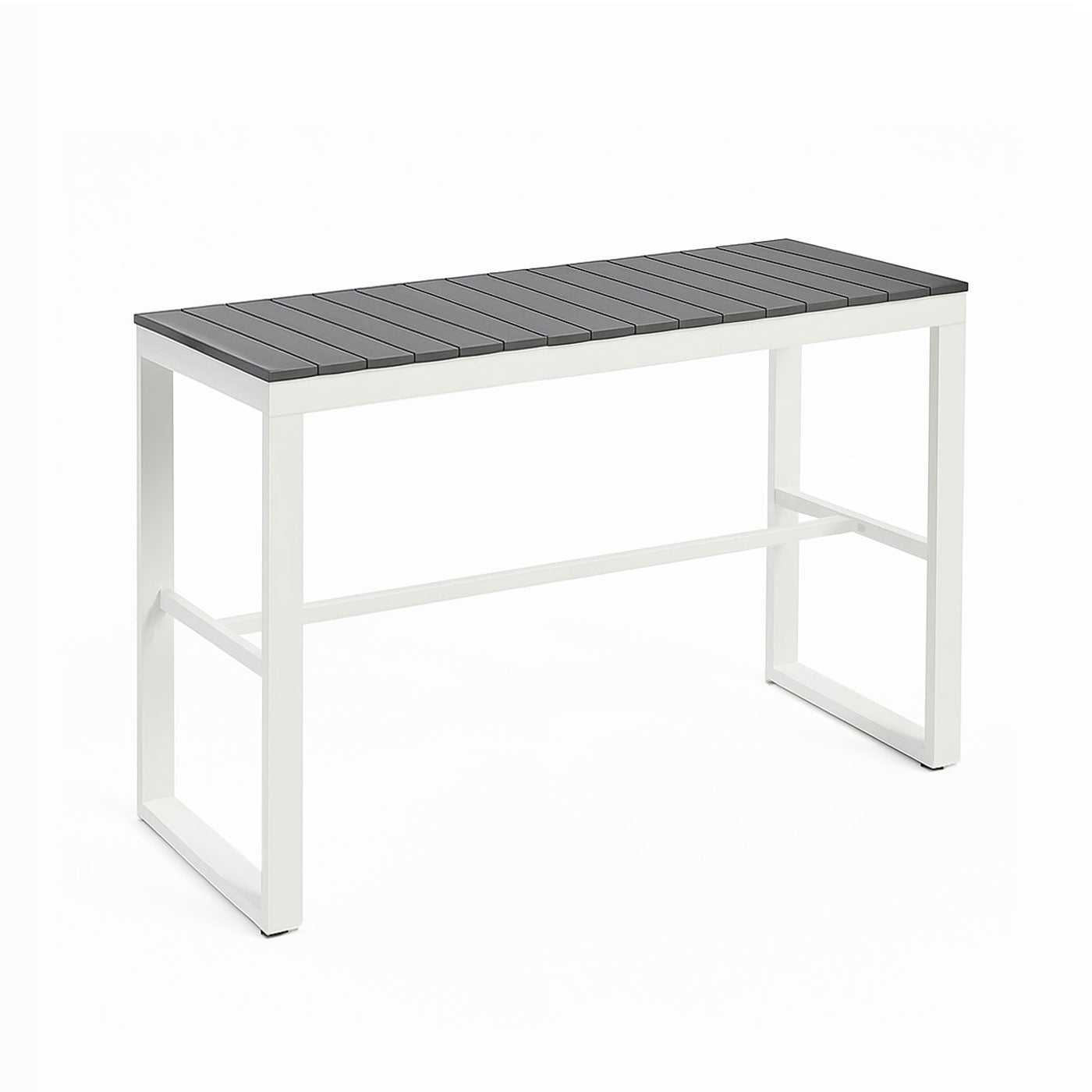 Brighton White Aluminium Outdoor Bar Table with Polywood Slatted Top