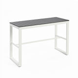 Brighton White Aluminium Outdoor Bar Table with Polywood Slatted Top