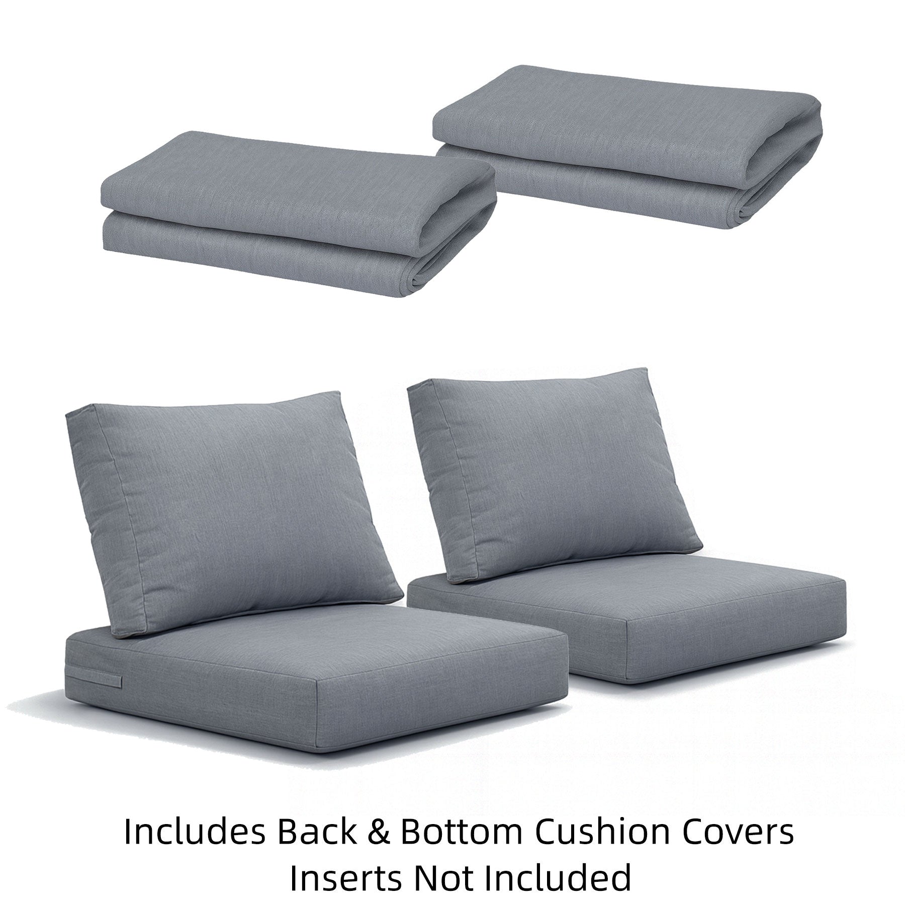 Coogee Cushion Cover Set for Two Single Seats - Grey (For 2x Single Seat Sofas)