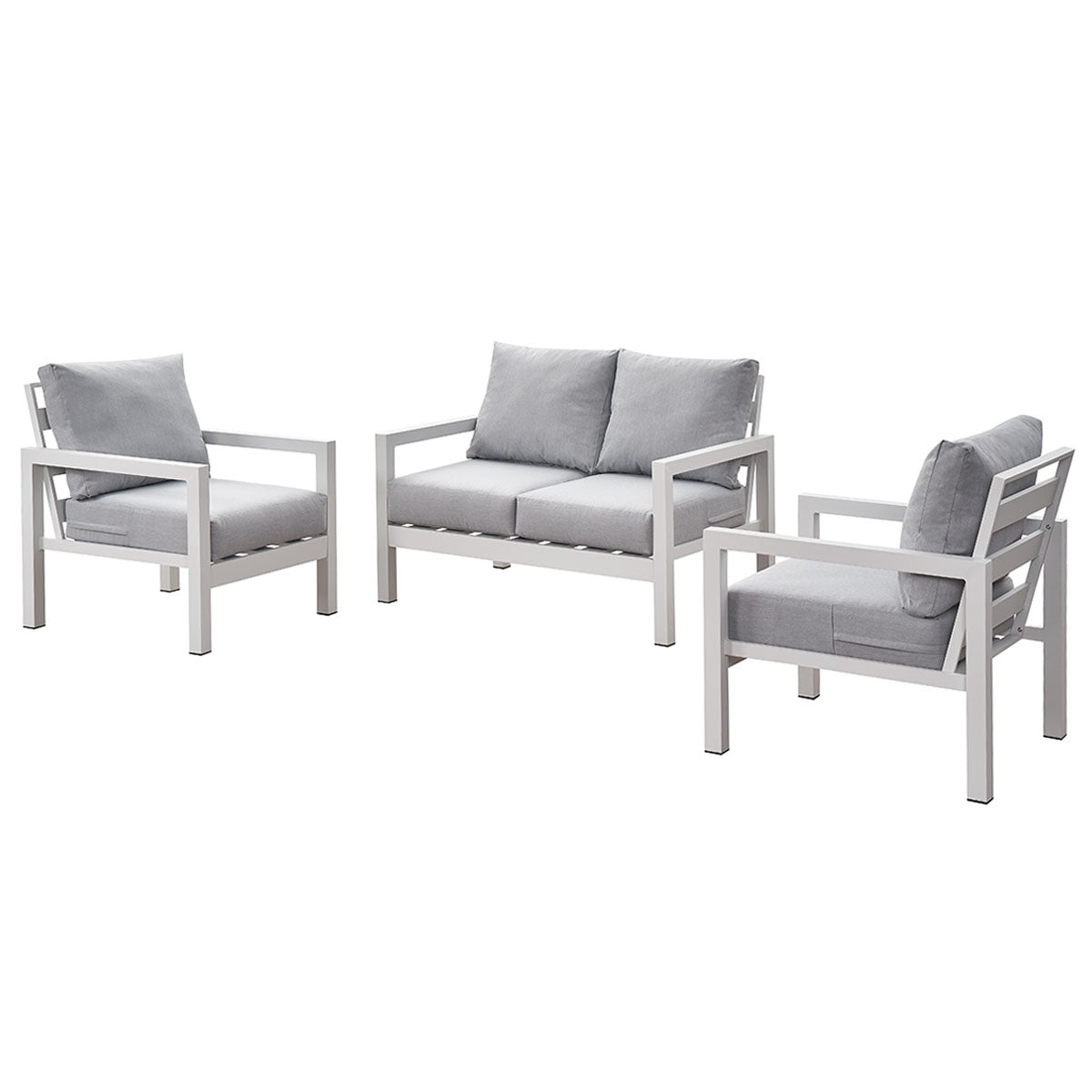 Coogee 4 Seater White Aluminium Sofa Lounge - Light Grey Cushion