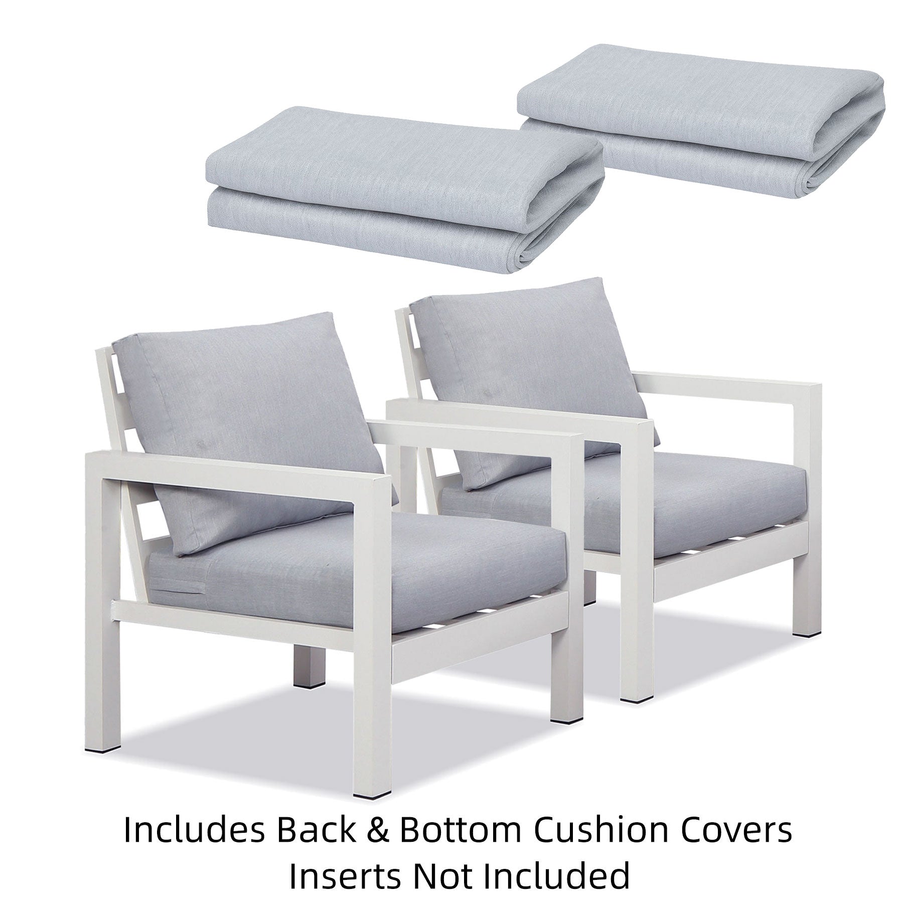Coogee Cushion Cover Set for Two Single Seats - Light Grey (For 2x Single Seat Sofas)