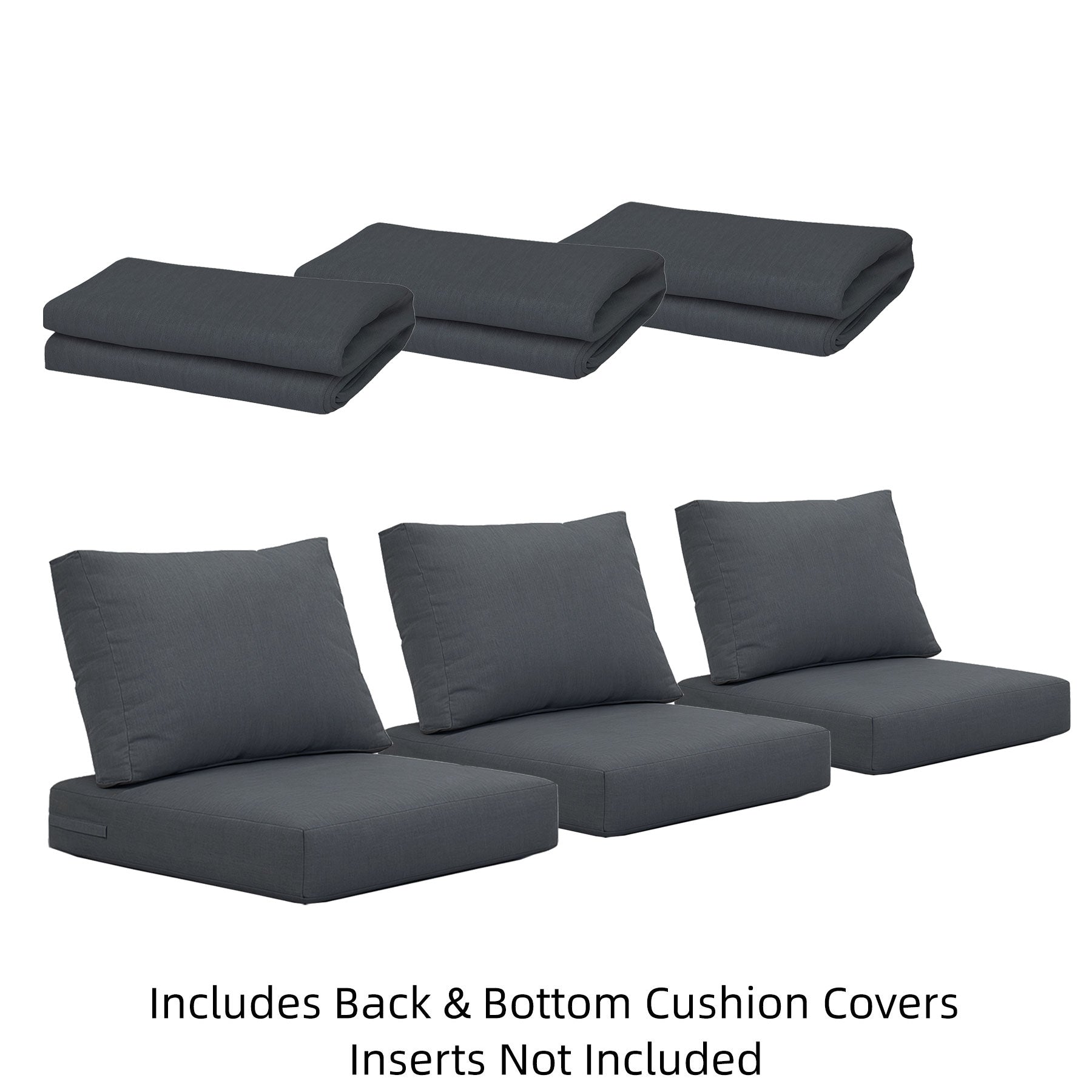 Coogee Three-Seater Cushion Cover Set - Darkt Grey (For 3-Seater Sofa)