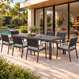 Clayton & Lucca 9-Piece Charcoal Aluminium Outdoor Dining Set