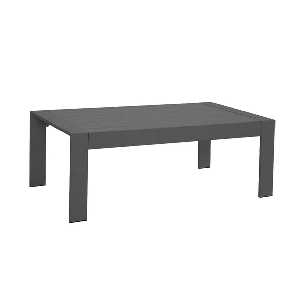 Paris Charcoal Aluminium Outdoor Coffee Table with faux wood Top (110x62cm)