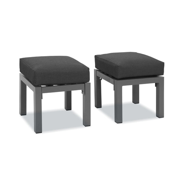 Paris Charcoal Aluminium Outdoor Stools - Dark Grey Cushion (Set of Two)