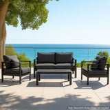 Paris 4 Piece Charcoal Aluminium Sofa Lounge Set - Dark Grey Cushion
