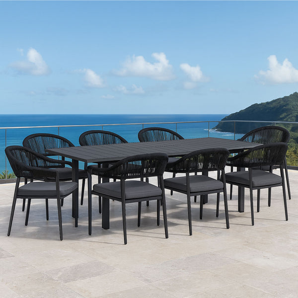 Mornington 9-Piece Charcoal Outdoor Dining Set with Fraser Chairs