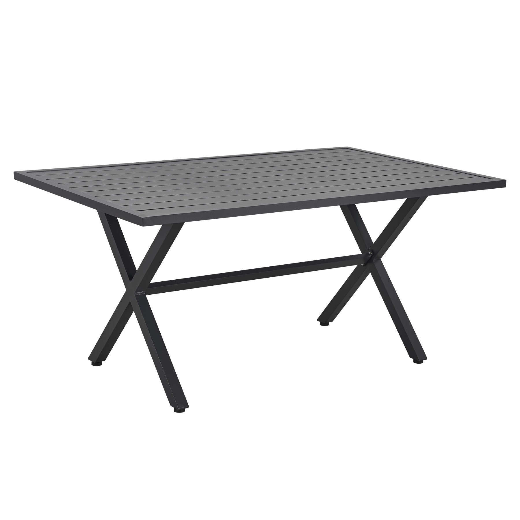 Jervis Charcoal Aluminium Outdoor Dining Table with Aluminium Slat Top (145x88cm)