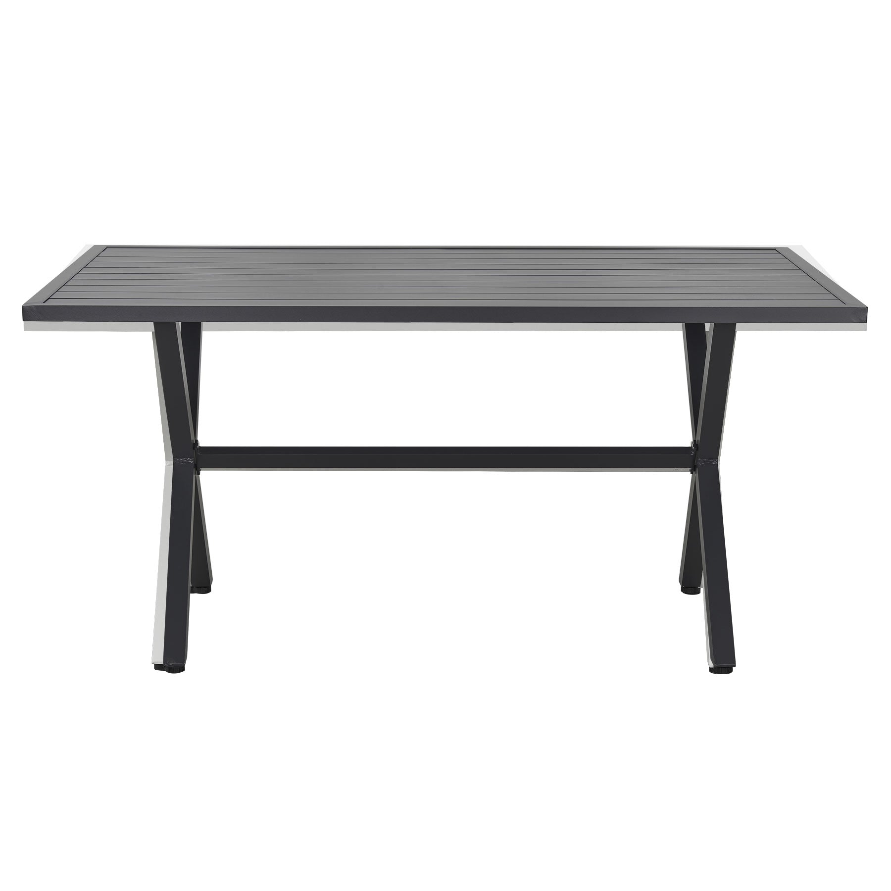 Jervis Charcoal Aluminium Outdoor Dining Table with Aluminium Slat Top (145x88cm)