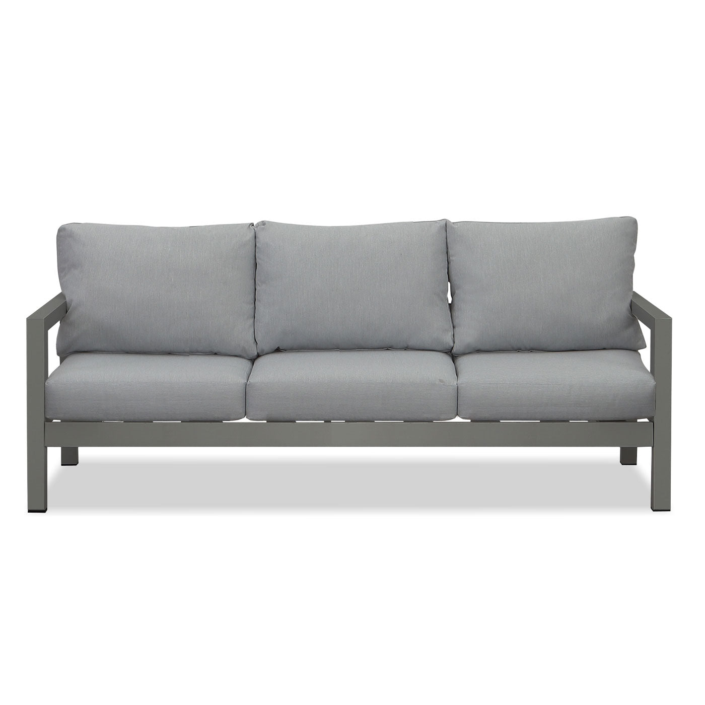 Manly 3+2 Seater Charcoal Aluminium Sofa Lounge - Grey Cushion