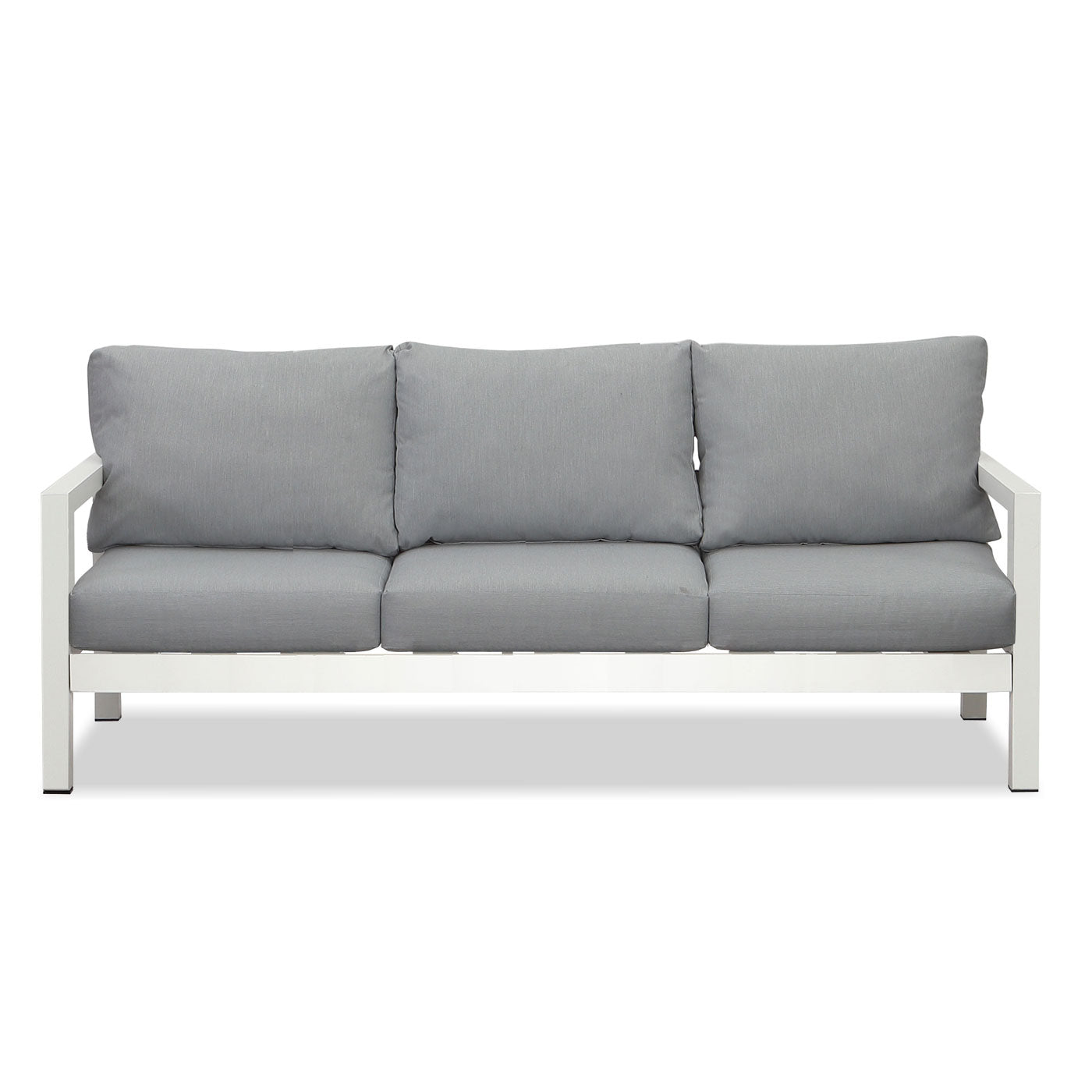 Manly 3+2 Seater White Aluminium Sofa Lounge - Grey Cushion