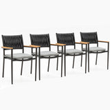 Lucca Charcoal Aluminium Rope Outdoor Dining Chairs with Arms (Set of 4)