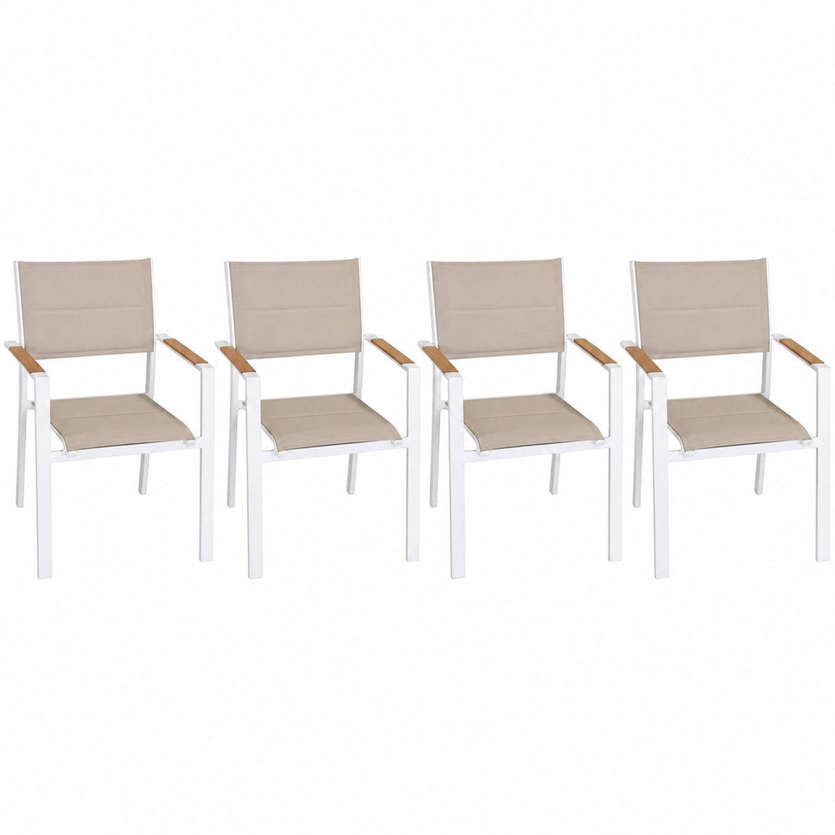 Berros White Aluminium Outdoor Dining Chairs with Arms (Set of 4)