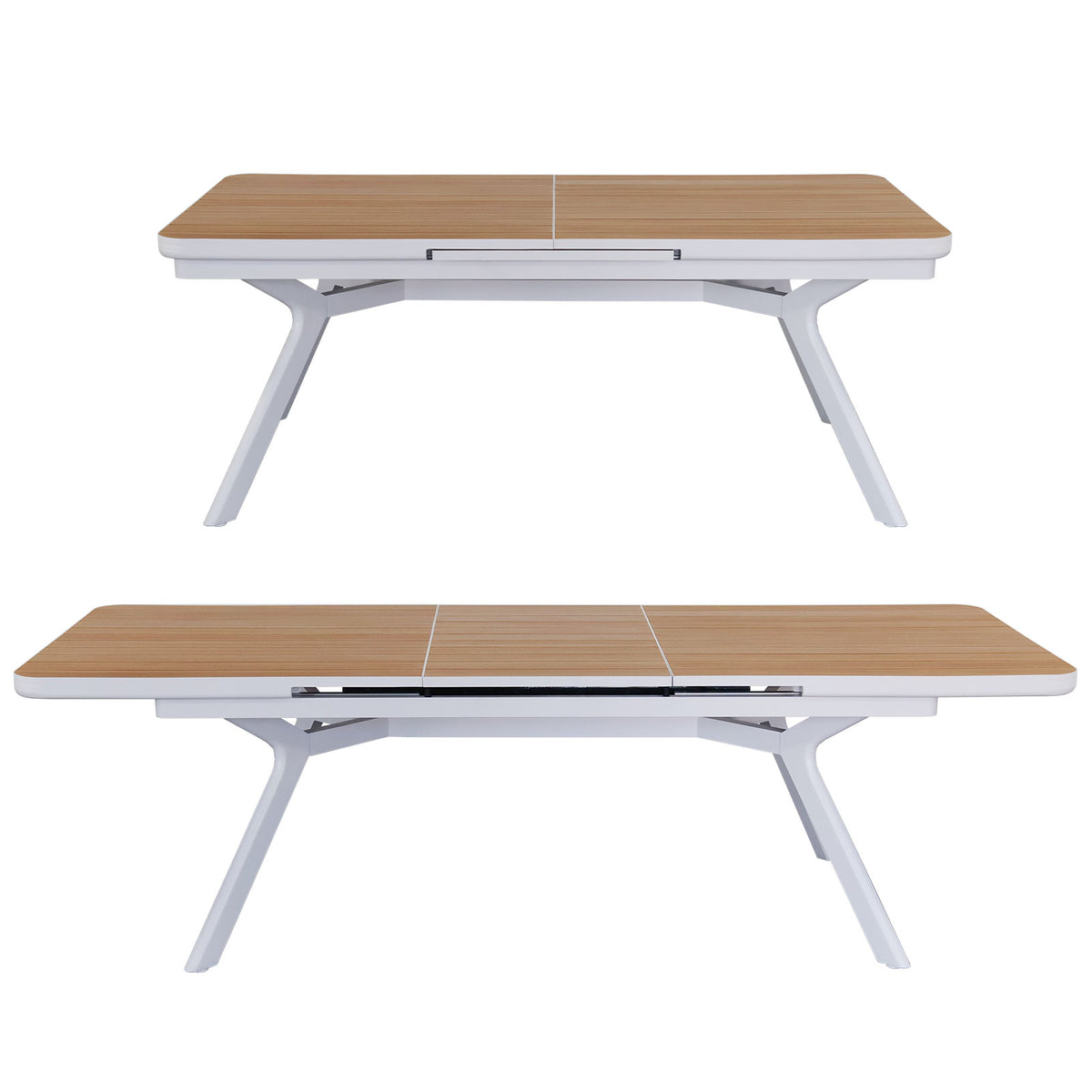 Berros White Aluminium Outdoor Extension Dining Table (200-260 x 105 cm)