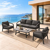 La Perouse 5-Seater Charcoal Aluminium Sofa Lounge Set - Dark Grey Cushions