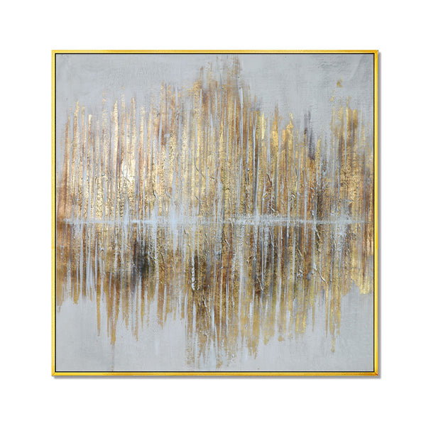 Framed Oil Painting Hand Painted Abstract Modern Canvas - Reflection (100cm x 100cm)