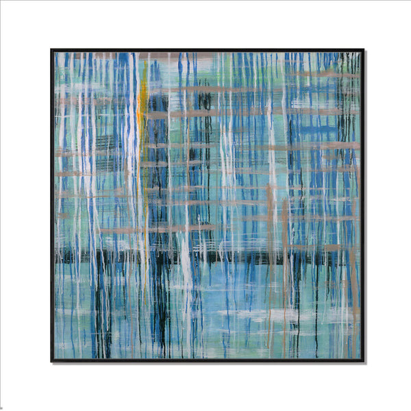 Framed Oil Painting Hand Painted Abstract Modern Canvas - Docks (100cm x 100cm)