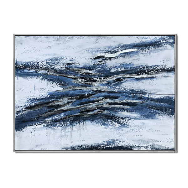 Framed Oil Painting Hand Painted Abstract Modern Canvas - No Name (122cm x 91cm)