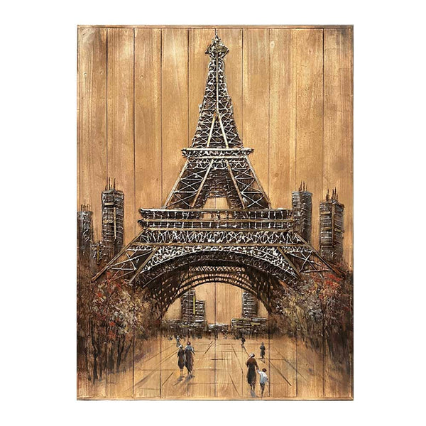 Pallet Wood Oil Painting Hand Painted Abstract Landscape Modern Wall Art - Eiffel Twilight (122cm x 91cm)