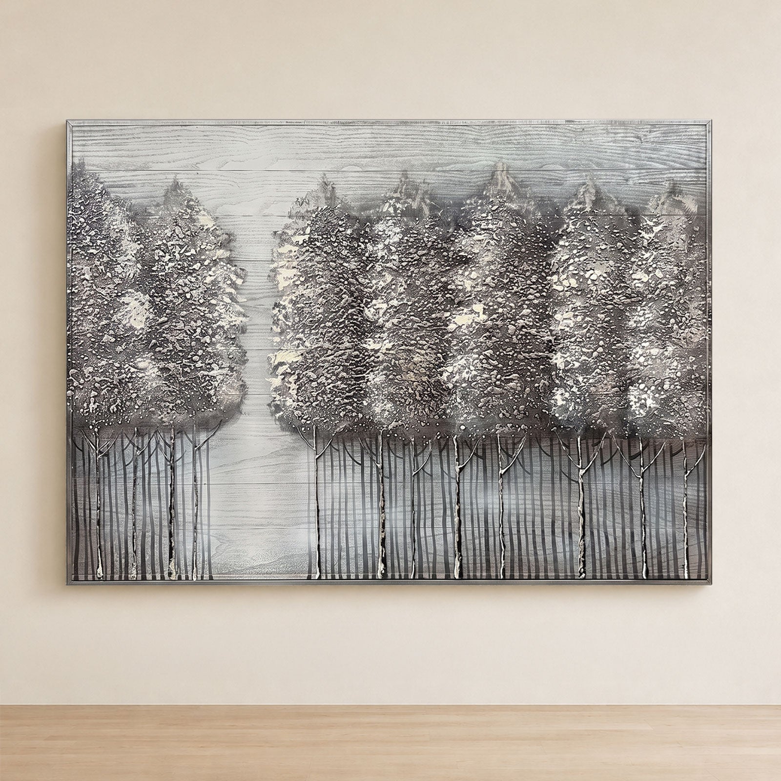 Silverwood Forest Hand-Painted Textured Pallet Wood Wall Art - 122 x 91cm