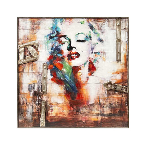 Pallet Wood Oil Painting Hand Painted People Modern Wall Art - Marilyn Immortalised (101cm x 101cm)