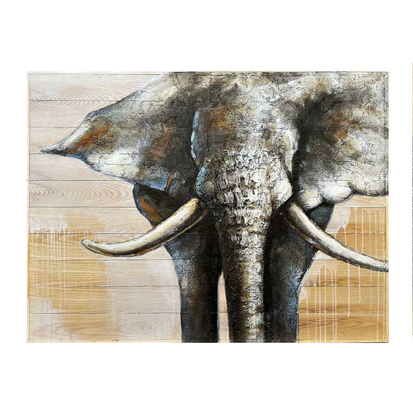 Pallet Wood Oil Painting Hand Painted Abstract Animals Wall Art - Elephant (91cm x 122cm)