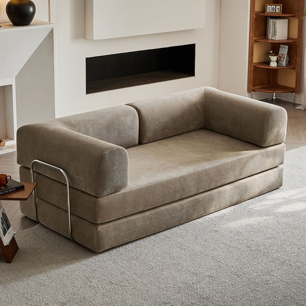 Malone Compression Sofa Bed – Convertible Corduroy Couch in Warm Taupe