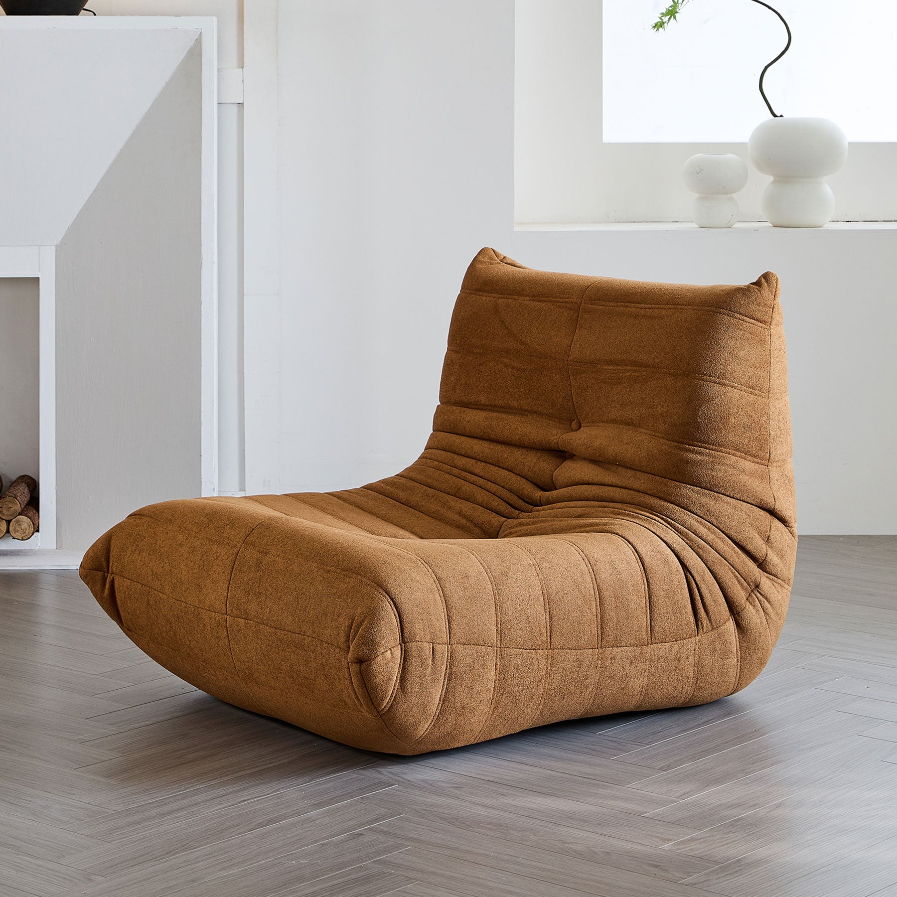 Willow Lounge Chair - Amber Brown Flannel