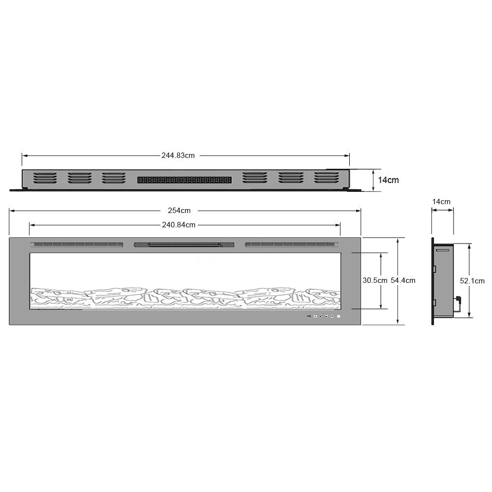 Provence 1500W 100 inch Recessed / Wall Mounted Electric Fireplace - Moda Living