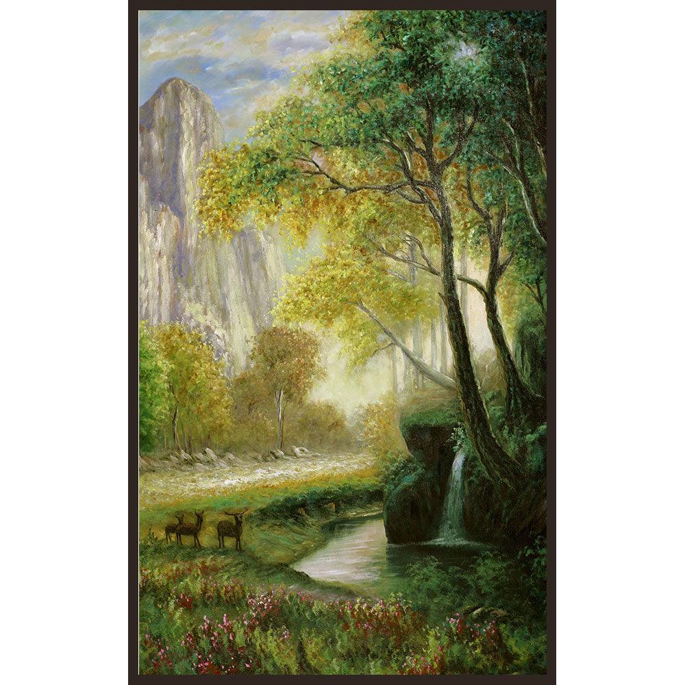 Framed Oil Painting Hand Painted Botanical Classic Canvas - Forest (80cm x 120cm) - Moda Living