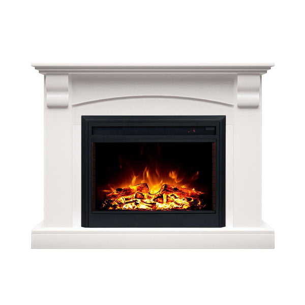 Ascot 2000W Electric Fireplace Heater White Mantel Suite with 30" Moonlight Insert - Moda Living