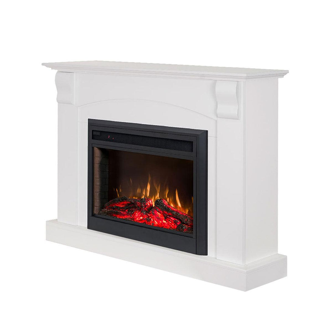 Ascot 2000W Electric Fireplace Heater White Mantel Suite with 30" Moonlight Insert - Moda Living