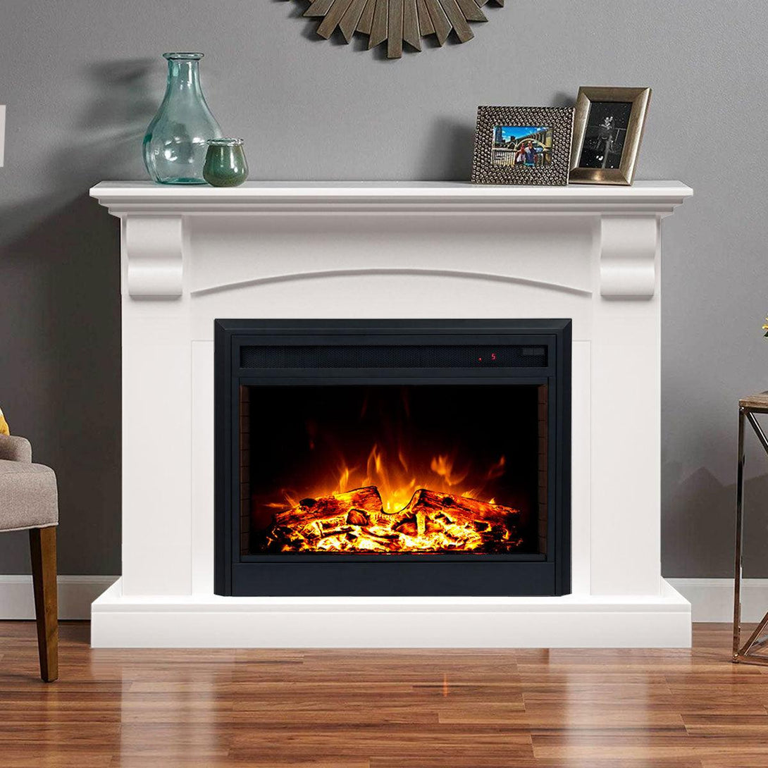 Ascot 2000W Electric Fireplace Heater White Mantel Suite with 30" Moonlight Insert - Moda Living