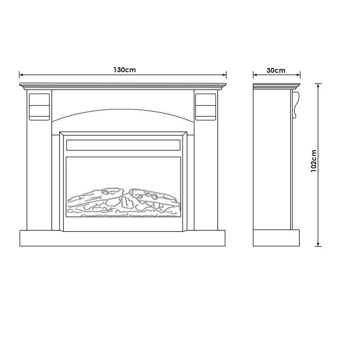 Ascot 2000W Electric Fireplace Heater White Mantel Suite with 30" Moonlight Insert - Moda Living