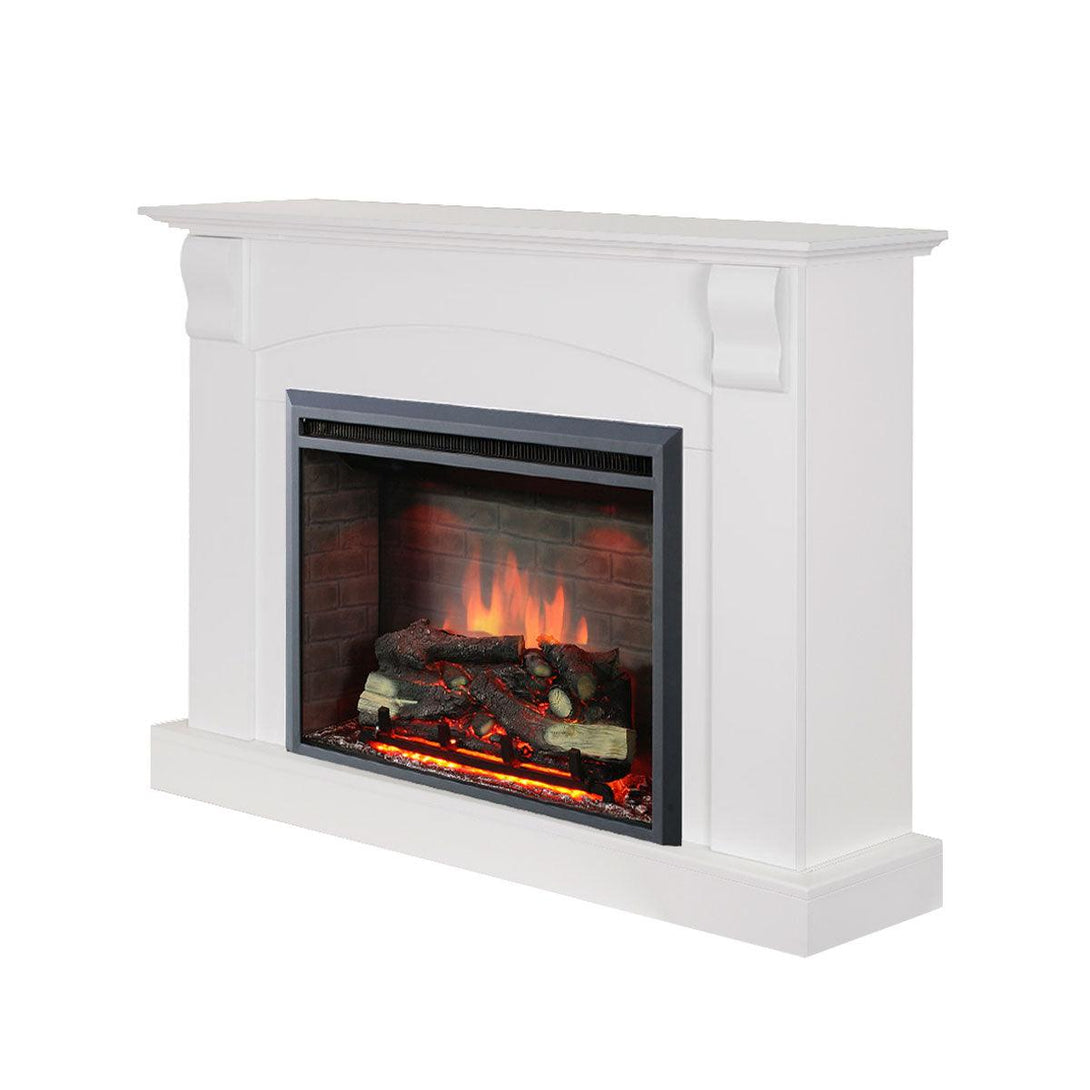 Ascot 2000W Electric Fireplace Heater White Mantel Suite with 30" Primo Insert - Moda Living