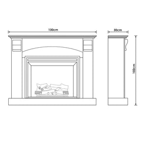 Ascot 2000W Electric Fireplace Heater White Mantel Suite with 30" Primo Insert - Moda Living