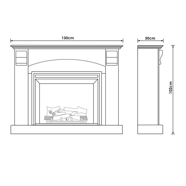 Ascot 2000W Electric Fireplace Heater White Mantel Suite with 30" Primo Insert - Moda Living