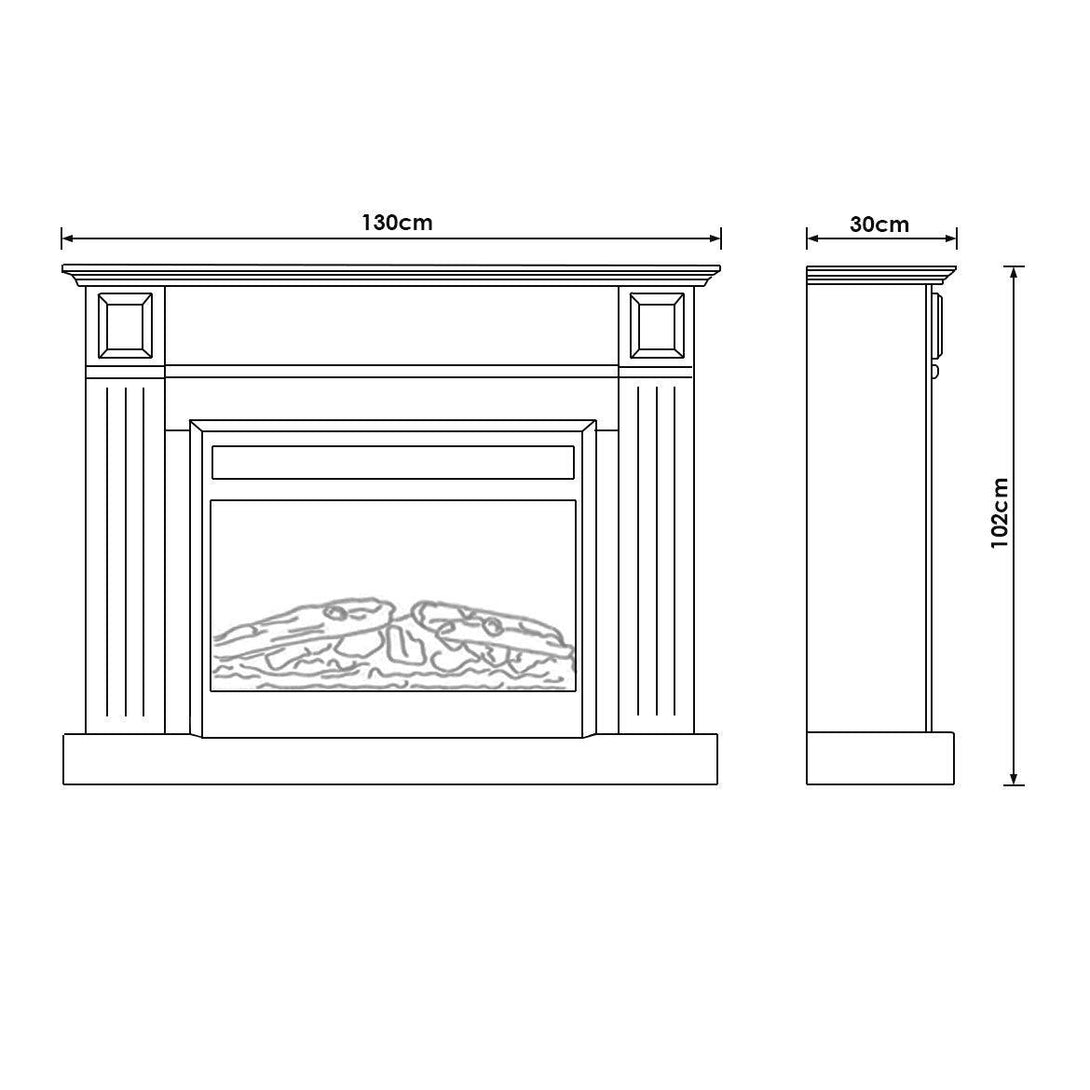 Berwick 2000W Electric Fireplace Heater White Mantel Suite with 30" Moonlight Insert - Moda Living